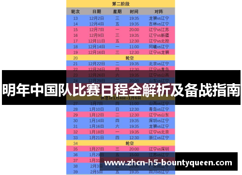 明年中国队比赛日程全解析及备战指南